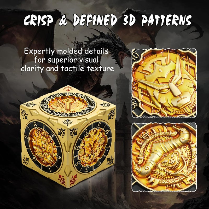 DNDND Luxury Gold Multi-Functional Spinner DND Dice – Premium D&D Monster Themed Metal Dice Cube for TTRPG, Dungeon Masters & RPG Collector's Gift (Gold) - Image 4